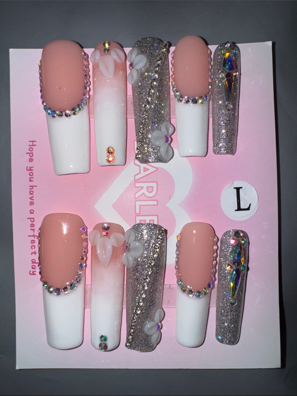 Size Large Handmade Press On Nails.
Length Extra - Long - XL 
New